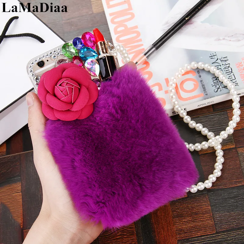 

Rabbit Hair Phone Case For Huawei P8 P9 P10 P20 P30 PLUS Lite Mate 10 20 Pro Rhinestone Fur Fluffy Cases Accessories Capinhas
