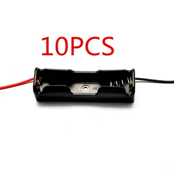 

10PCS AA Batteries Storage Case Plastic Box Holder with 6'' Cable Lead for 1 x AA Battery Soldering Connecting Black Digital