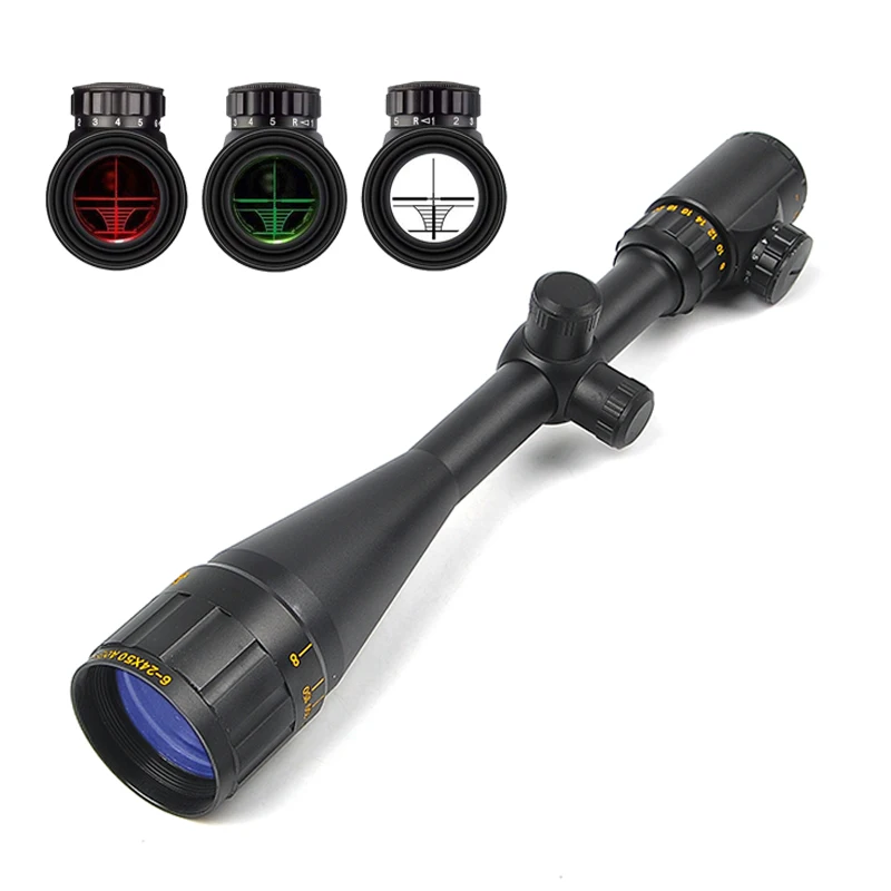 

6-24x50 AOE Golden Mark Tactical Riflescope Optic Sight Rifle Scope Red/Green Illuminated Hunting Scopes for Sniper Rifle