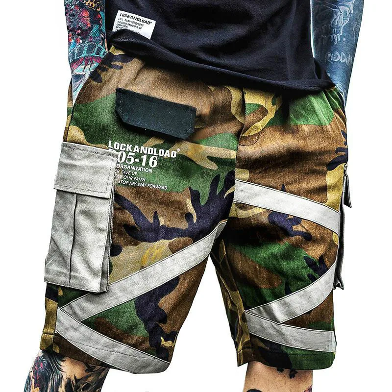 

Summer 2019 Harajuku Cargo Shorts Pockets Men Hip Hop Short Joggers Streetwear Camouflage Tatical Military Short Baggy Hipster