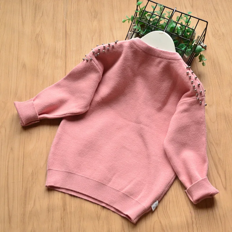 Вязаная одежда для маленьких девочек с бисером комплекты рождественской одежды вязаный свитер юбка комплект из 2 предметов осенне-зимний весенний Детский комплект