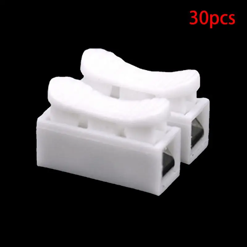 

30pcs White No Solding Welding Quick 2P Cable Wire Connector No Screw Terminal Block Spring Clamp