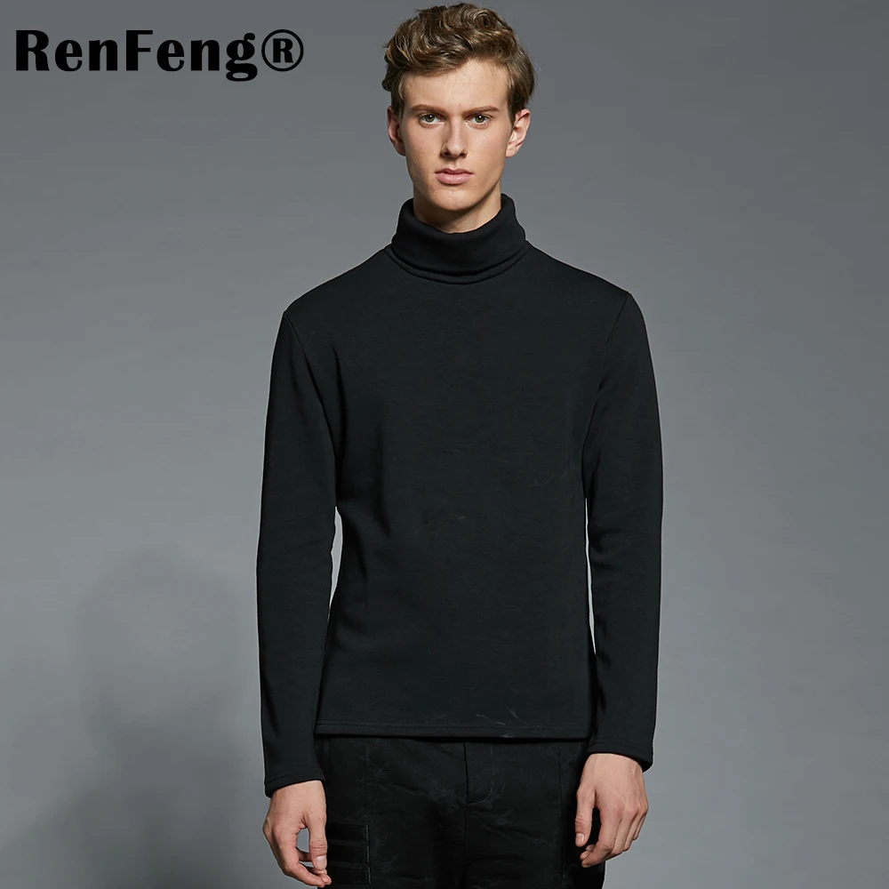 Men Retro Slim Fit Undershirts Pullover Jumper Turtleneck Underwear Casual Warm high-elastic Velvet Thermal Homme men's Shirt (2)
