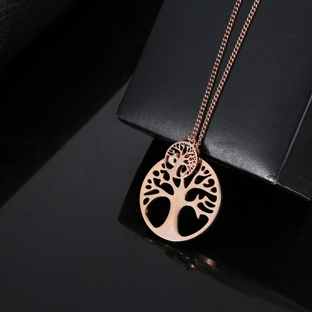 

Stainless Steel Tree Of Life Pendant Long Necklace Womens Sweater Chain Gold Silver Color Necklace Boho Jewelry 2019 New