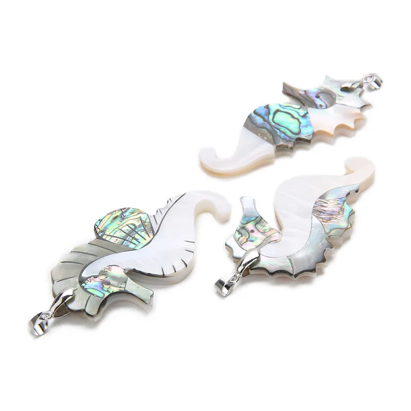 

Linsoir Natural Mother of Pearl Shell Pendant Seahorse Shape Becah Paua Abalone Charm Pendant for DIY Jewelry Making Findings