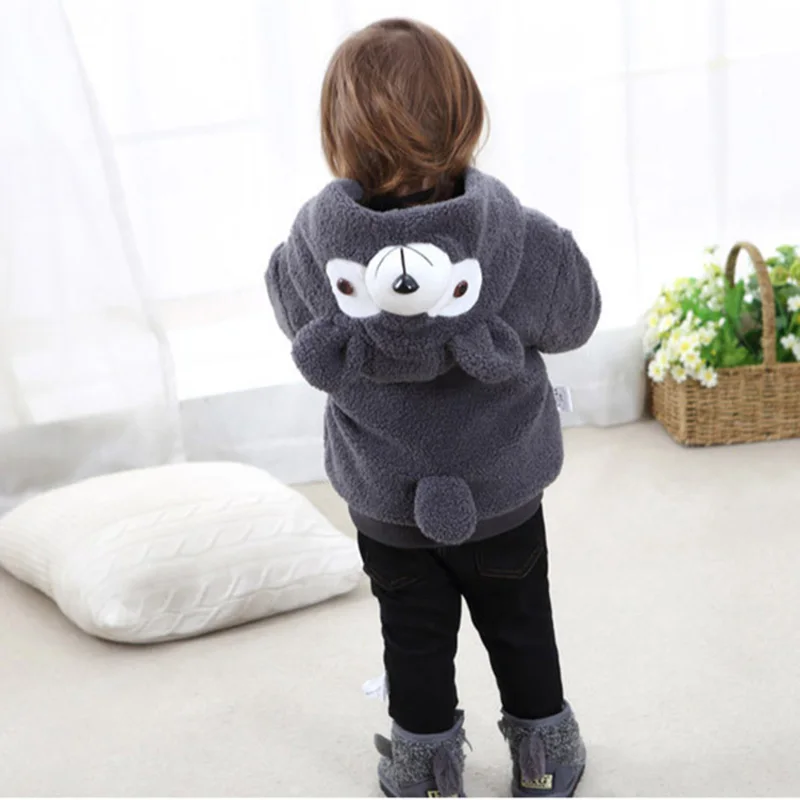  autumn winter baby boys girls hooded jackets new pattern duffy bear pink gray yellow coats children clothes (3)