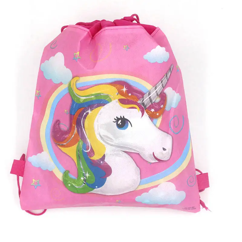 

Unicorn Drawstring bag for Girls Travel Storage Package Cartoon School Backpacks Children Birthday Party Favors 34cmx27cm