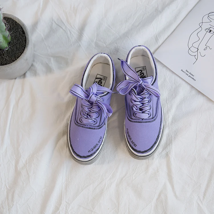 Женская обувь для скейтборда; женская парусиновая Обувь На Шнуровке; Цвет фиолетовый, лавандовый; Обувь На Шнуровке Для девушек; модные кроссовки белого цвета