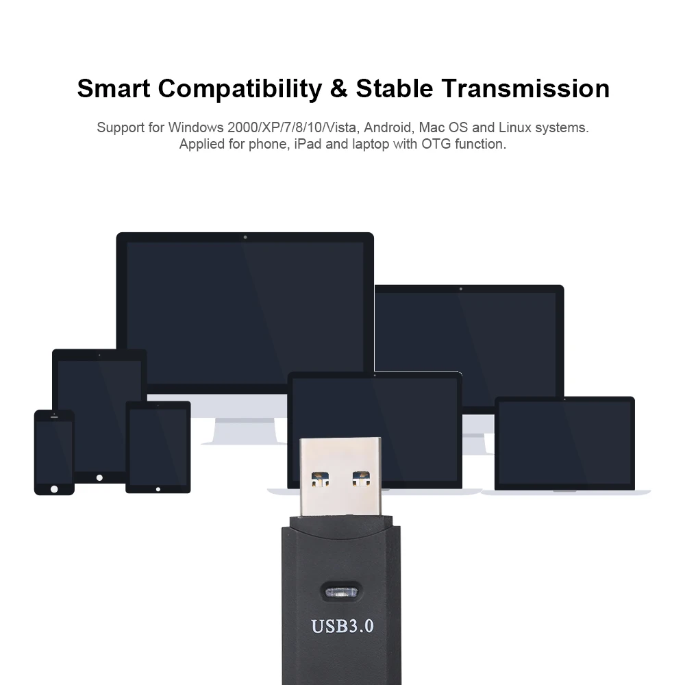 Многофункциональный 2 в 1 Card Reader USB3.0 высокое Скорость SD/Micro SDXC SDHC карт памяти портативная TF карта адаптер конвертер