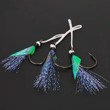 3 шт. Рыбалка ложка отсадки медленно джиг приманка jigbait ложка Deep Sea двойной Перо крючок 5/0#6/0#7/0