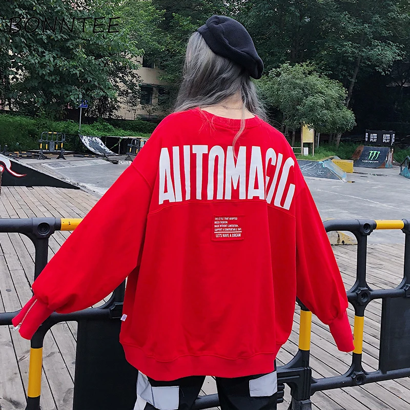 

T-shirts Oversize Women Harajuku Zipper Letter Printed Loose Long Sleeve Womens T-shirt Korean Style Tees Students Chic Fashion
