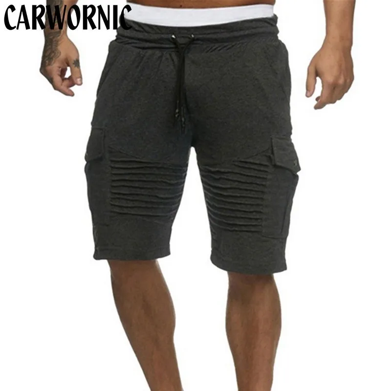

CARWORNIC 2019 Summer Sweatpants Men Fitness Shorts Mid Waist Joggers Workout Trouser Male Casual Loose Quick Dry Five Shorts
