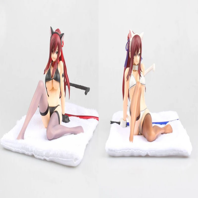 

Erza Scarlet black & white 2 style sexy bikini version model anime figure sitting posture action collection gift boxed Y7531