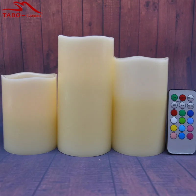 Eldnacele Velas de color marfil sin llama velas de cera real paquete de 6 parpadeando con control remoto de 10 teclas luces LED c/álidas 3D funciona con pilas