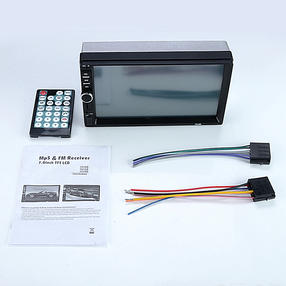 Hippcron Car Radio HD 7 Touch Screen Stereo 2 Din Bluetooth FM ISO Power SD USB Aux Input Mp5 Player No or With Camera
