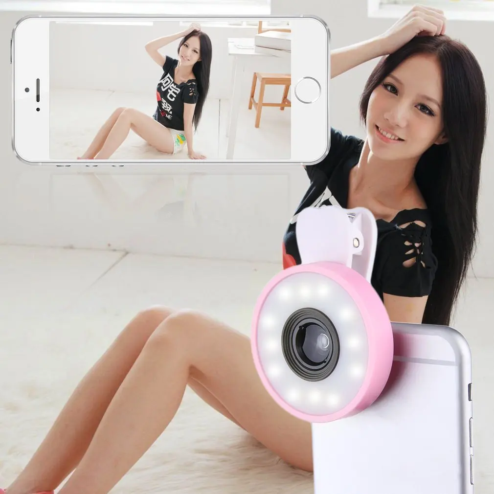 

3 In 1 Portable 12 LED Selfie LED Flash Fill Light Fisheye Wide Angle Lens
