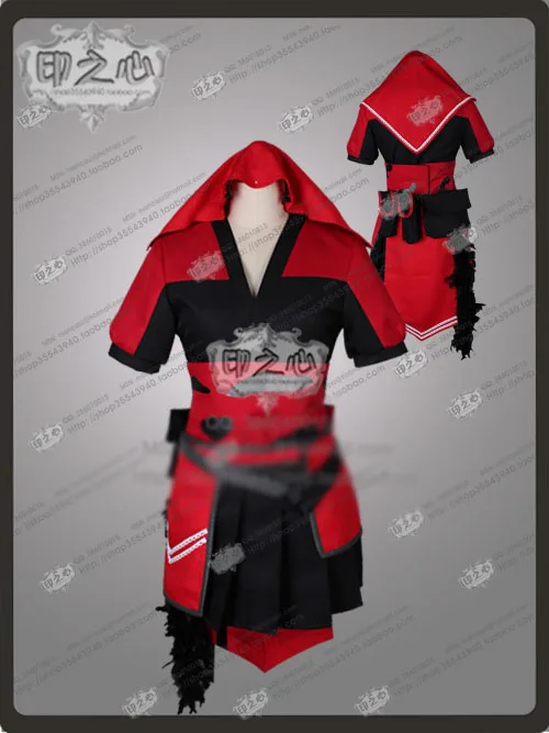

Anime Raven Branwen Cosplay Costume Outfit Kimono+Skirt+Belt+Bags+Leg Cover+Gloves+Necklace+Mask