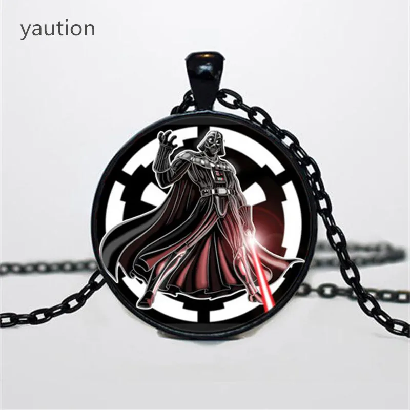 

New Star Wars Necklace Vintage Punk Jedi Order Necklace Inspired Jewelry For Men Glass Dome Pendant Necklaces