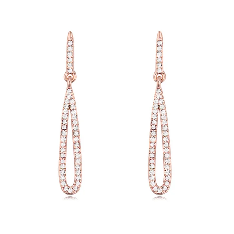 

2015 Fashion Long Hanging Earrings Gold Color Austrian Crystal Channel Pendientes Women Bijuteria