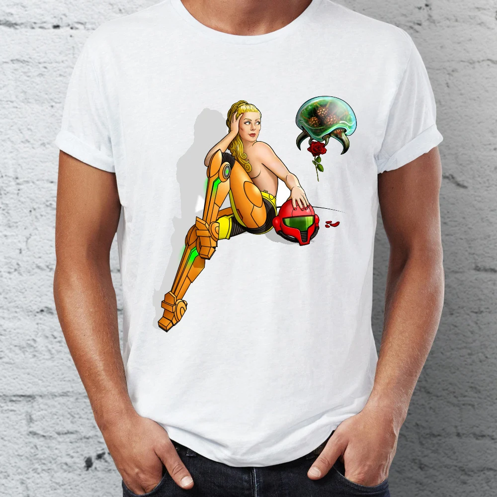 

Men's T Shirt Featuring Samus Aran Metroid In Love Funny Artsy Gaming Tee