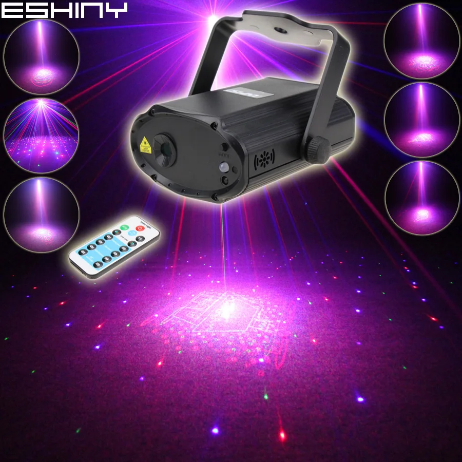 

ESHINY Remote MINI RGB Laser 8 Christmas Pattern Projector DJ Environment Dance Disco Bar Family Party Stage Effect Light N8T184