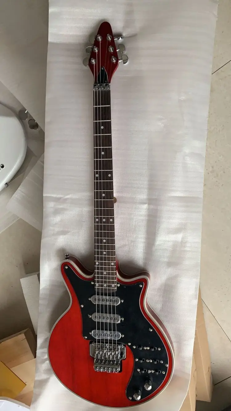 

New Arrival Brian May Red Guitar Black Pickguard 3 pickups Tremolo bridge Multi-function switch