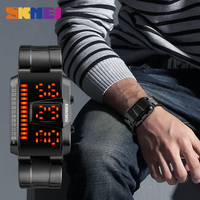 SKMEI Stainless Steel Digital Watches Men Fashion Sport Watch Waterproof Calendar Wristwatch Relogio Masculino Top Brand relogio SKMEI Stainless Steel Digital Watches Men Fashion Sport Watch Waterproof Calendar Wristwatch Relogio Masculino Top Brand relogio