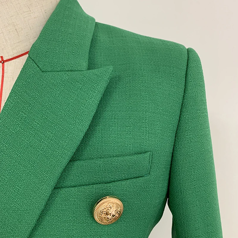 High Quality 2019 Designer Office Lady Blazer Women's Double Breasted Lion Buttons Slim Jackets And Blazers Feminino Outerwear