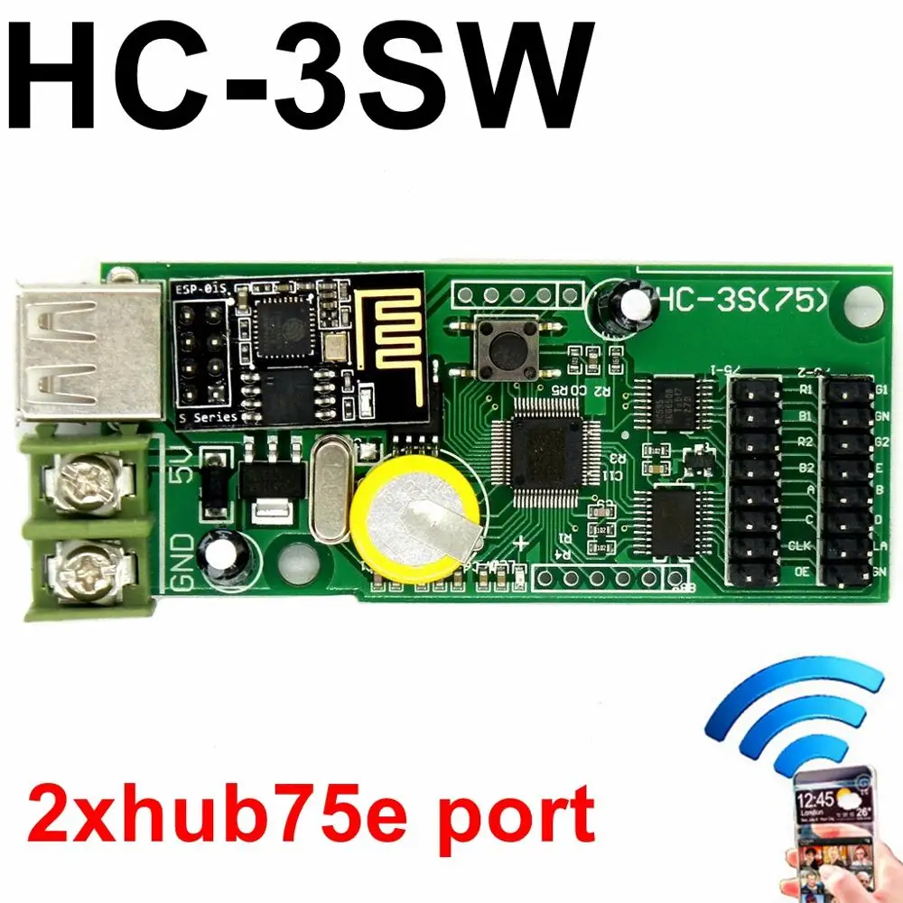 HC-3SW wifi полноцветный асинхронный Светодиодный дисплей с поддержкой приложения android 2* hub75e для P2.5, p3, p4, p5, p6, p8, p10