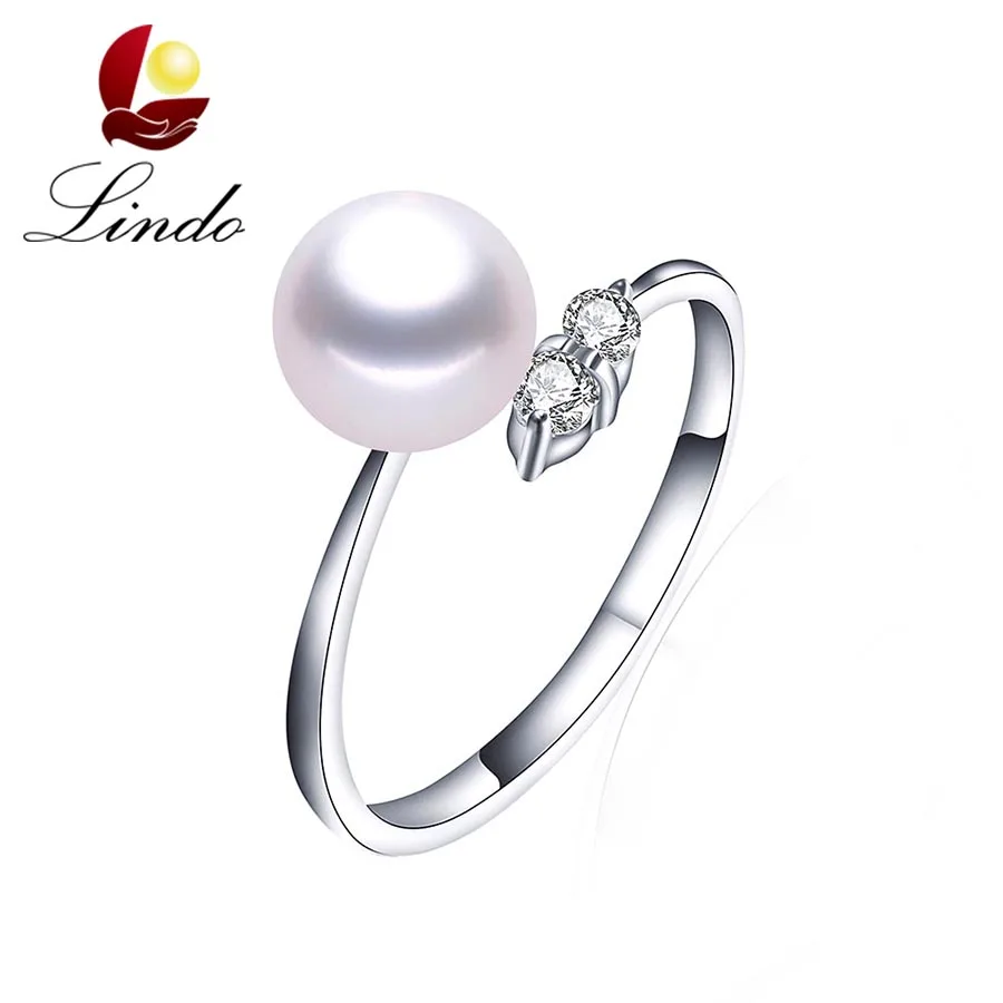 

2018 8-9 mm High Luster 100% Natural Freshwater Pearl Women Engagement Rings AAA Shiny Crystal 925 Sterling Silver Jewelry R017