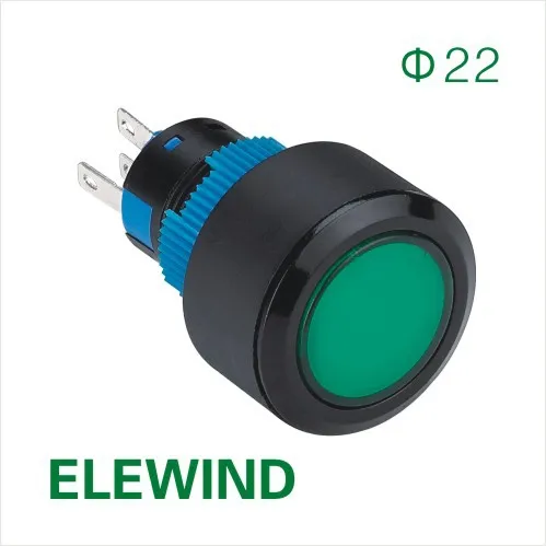 

ELEWIND 22mm Round illuminated Latching push button switch (PB223PY-11ZD/G/12V/IP65)