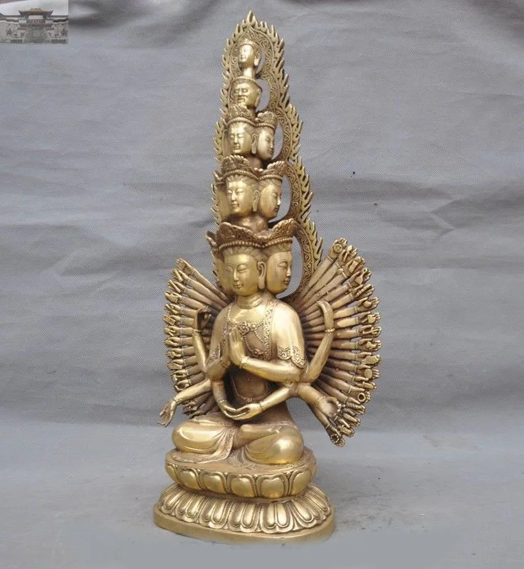 Рождество китайский храм латунь медь avalokitesvara bodhisattva Гуаньинь Кван Инь статуя год
