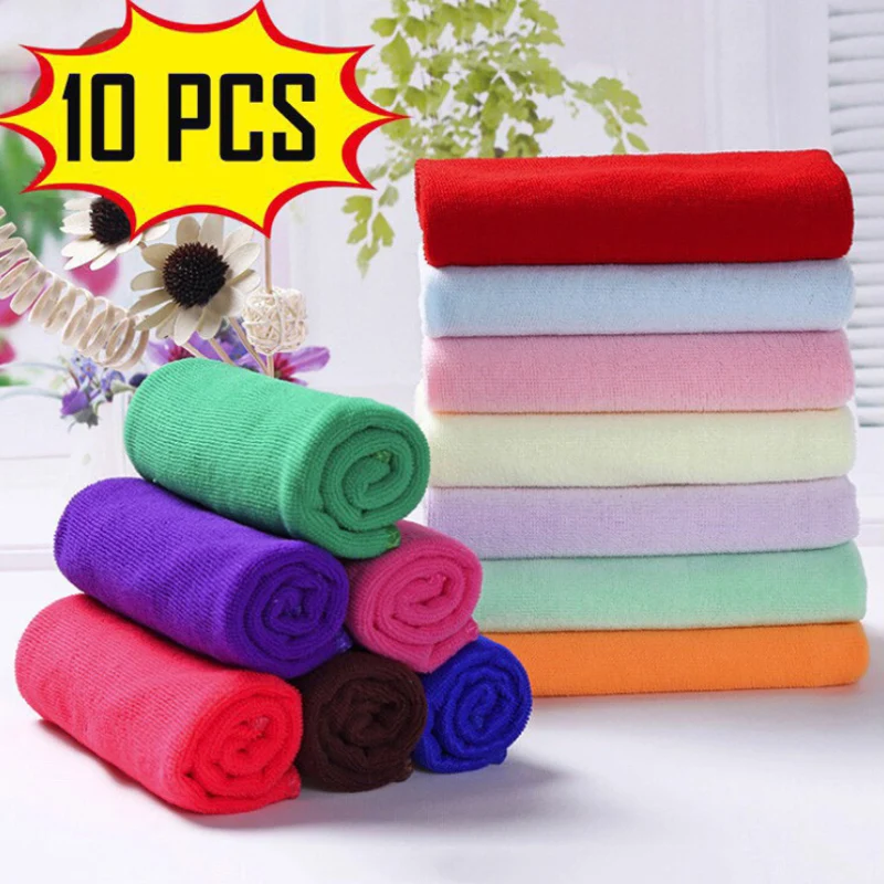 

10 Pcs Microfiber Cleaning Cloth Towel Hand Face Washing Cloth Microfiber Wash Cloth Household Kitchen Towels Car Wash Product