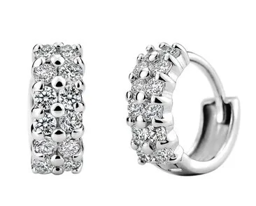 Junkang модные серебряные ювелирные изделия темперамент двухрядные циркониевые серьги, классические женские милые серьги