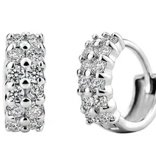 Junkang модные серебряные ювелирные изделия темперамент двухрядные циркониевые серьги, классические женские милые серьги