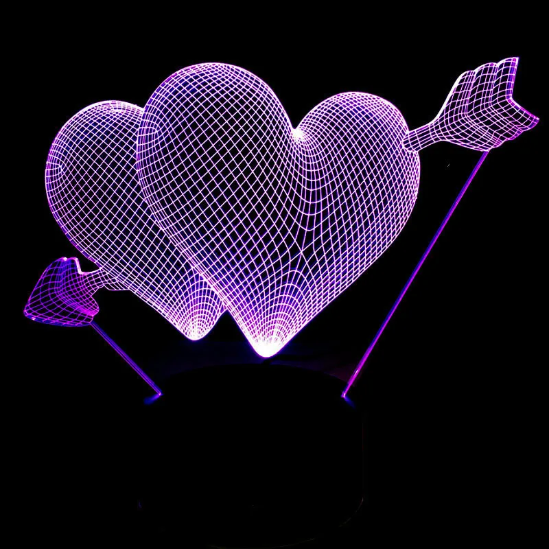 Подарок на день Святого Валентина 7 цветов Изменение 3D Голограмма лампа USB акриловые огни вечерние подарок подруге Подарок на годовщину