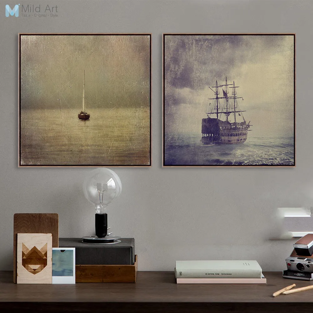 Vintage Retro Ancient Classic Boat Ship Photo Art Prints Poster Shabby Chic Wall Picture Canvas Painting Customd Home Decor | Дом и сад