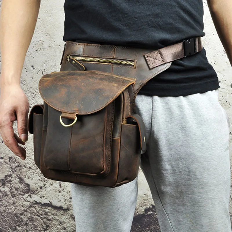 mens leather leg bag
