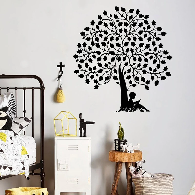 Book Tree Reading Wall Decal Vinyl Sticker Library School Home Interior Living Room Baby Bedroom Removable Home Decoration W232
