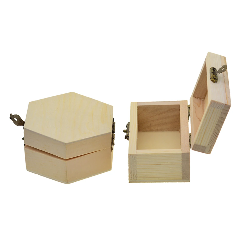 3pcs Blank Unfinished Wood Wooden Jewelry Storage Box Organizer Container for DIY Craft Wedding Party Favors
