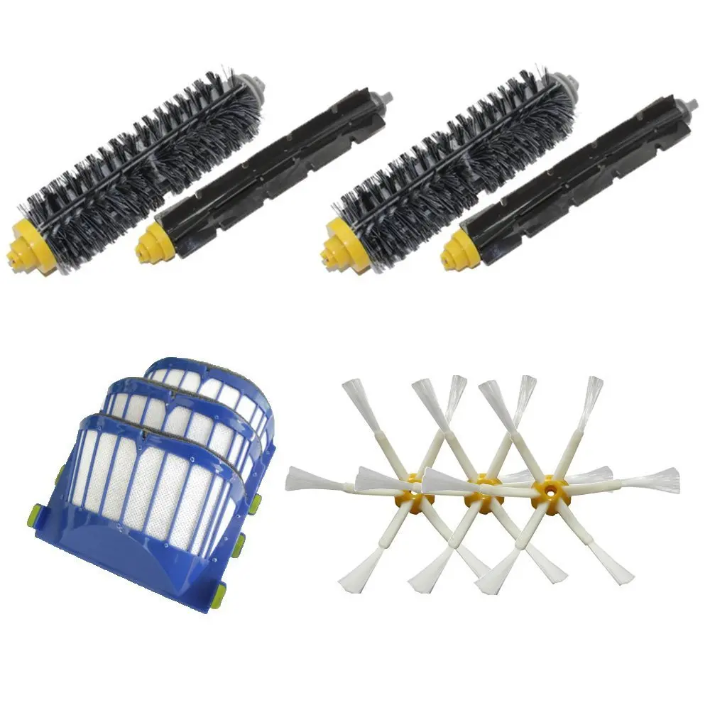 

3 Aero Vac Filters & 3 Side Brushes & 2 Set Hair Brushes Replenishment Mega Kit for iRobot Roomba 600 Series 620 630 650 660 680