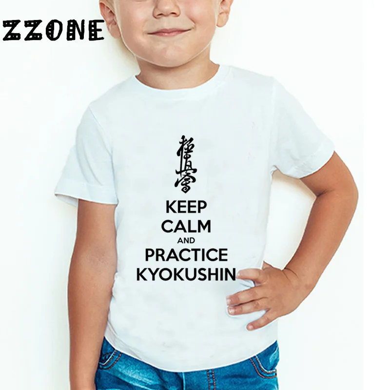 Детская футболка с принтом каратэ Kyokushin летние топы с короткими рукавами для маленьких мальчиков и девочек, детская повседневная футболка HKP699