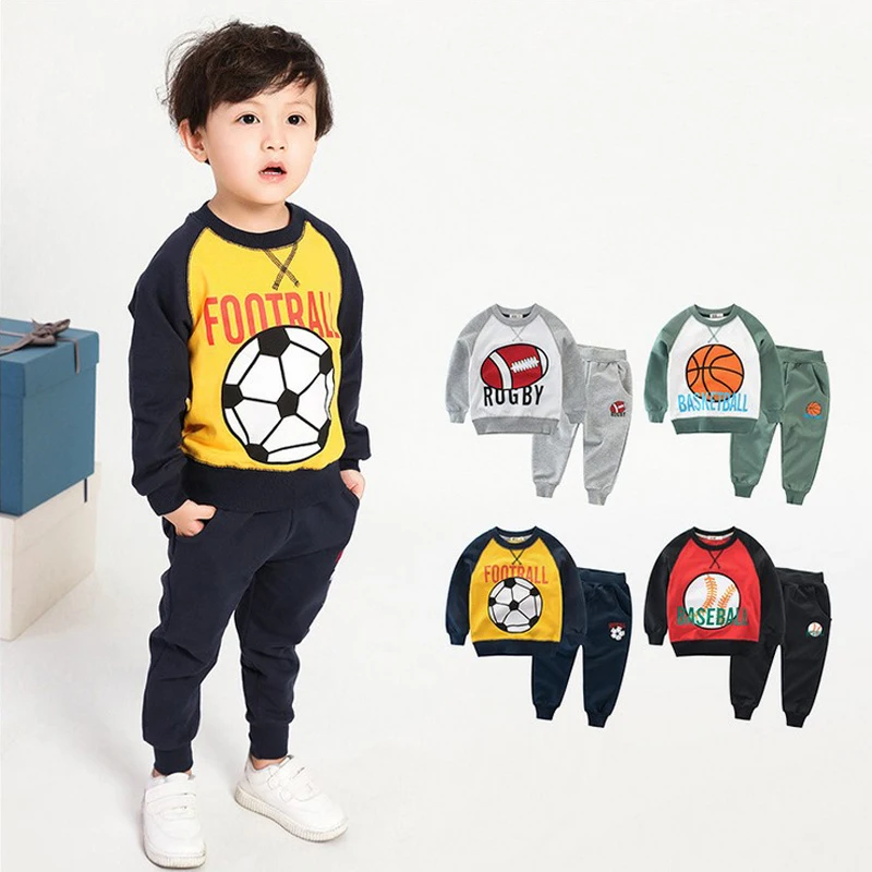 2019 Spring Autumn 2 Pieces Boys Football Suit Baby Sports Suit