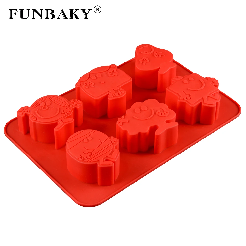 

FUNBAKY 6 Cavity Cartoon Silicone cake Decorating Moulds 3D DIY Mold Tools For Baking DIY Bakeware