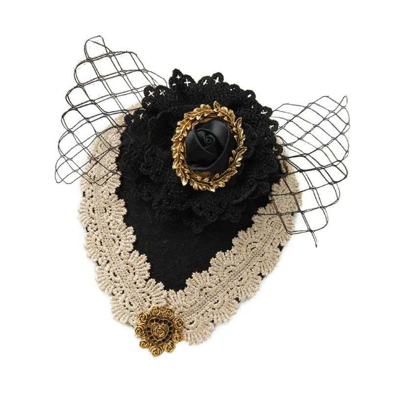 

Womens European Gothic Flower Veil Hairpin Vintage Party Hair Clip Hat Headdress