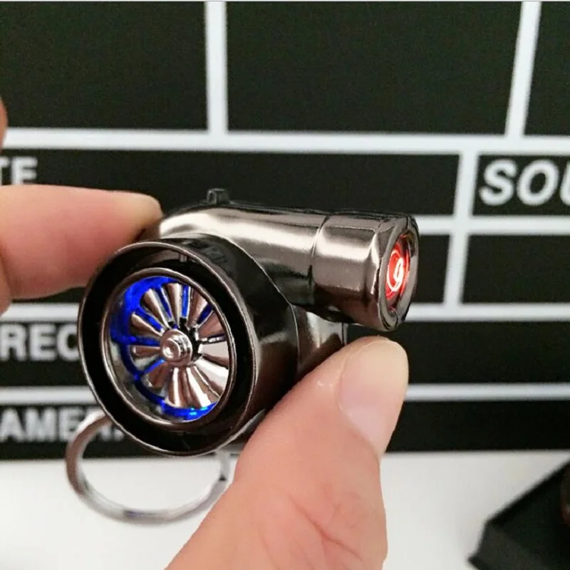 

Key Rings Turbine Lighter key pendant Car Part Model Turbo Keychains spins sounds ligher key pendant turbo lighter men's gift