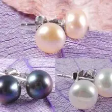 Горячая Новинка-shitou 00672 3 вида цветов Подлинная природная культурная жемчужина акоя серебряные серьги-гвоздики AAA