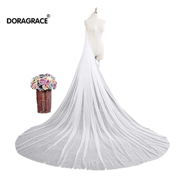

Doragrace Simple Elegant 1T 3M White Ivory Tulle Cathedral Length Wedding Bridal Veil with Comb