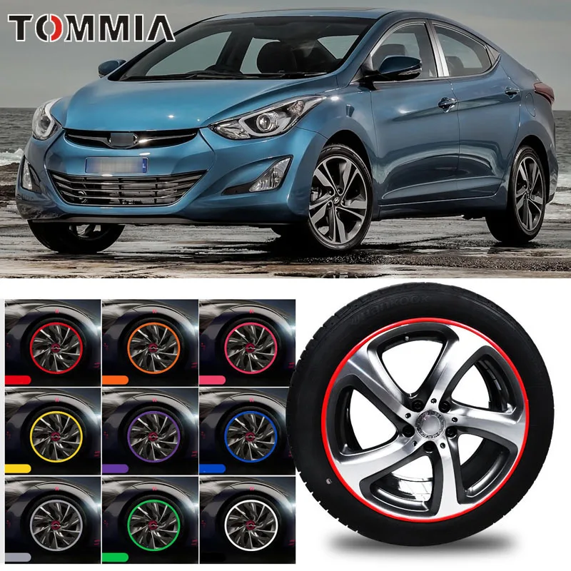 

8M Car Wheel Hub Rim Edge Protector Ring Tire Strip Guard Rubber Decals For Hyundai Elantra