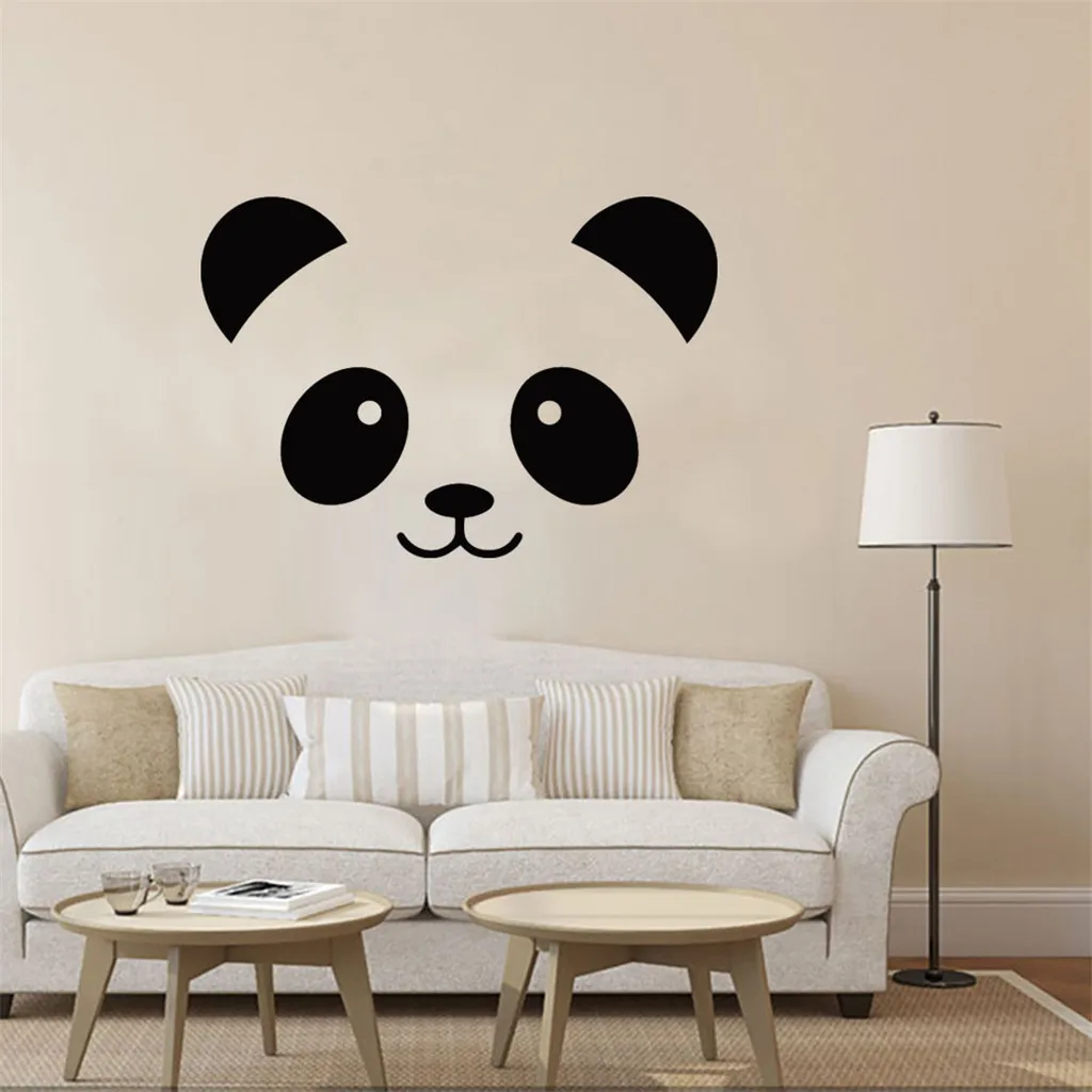 Черные настенные наклейки пандами спереди Съемный Wall Art DIY виниловая наклейка на